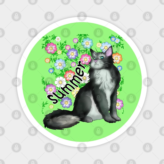 A black and white cat for Summer Magnet by cuisinecat